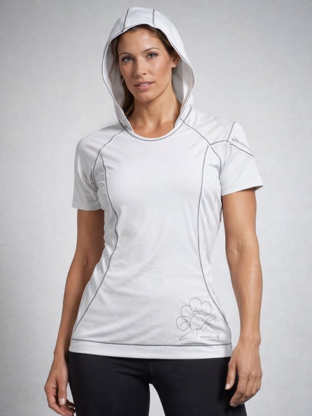 Merrell Short Sleeve Shirt Athletic Hood White NWT